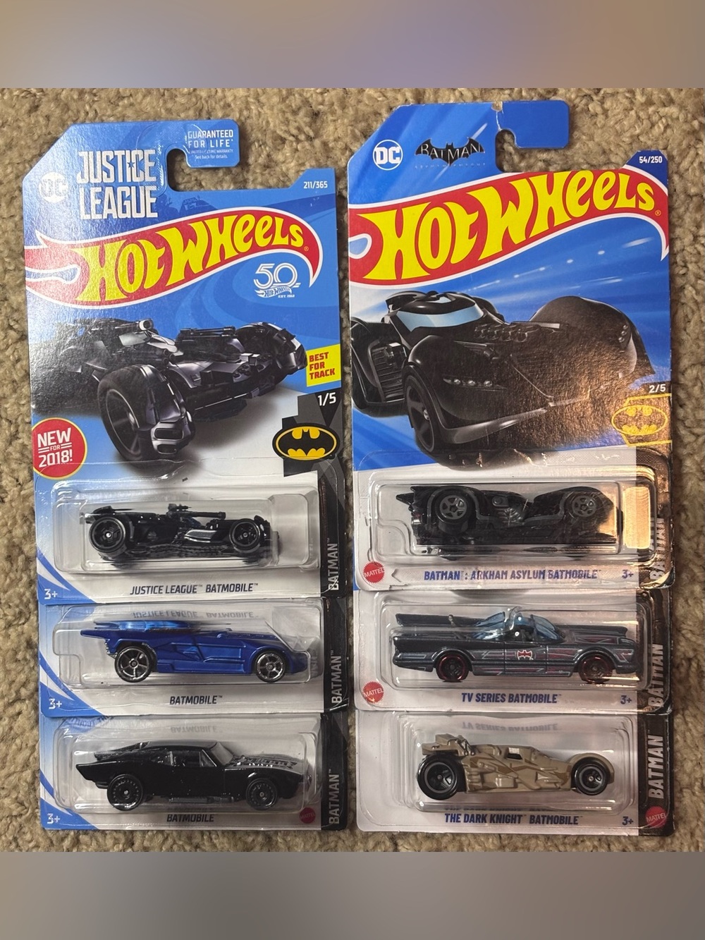 Hot Wheels Batman Batmobile Lot of 6 2018-2026 Different Models 1:64 Scale